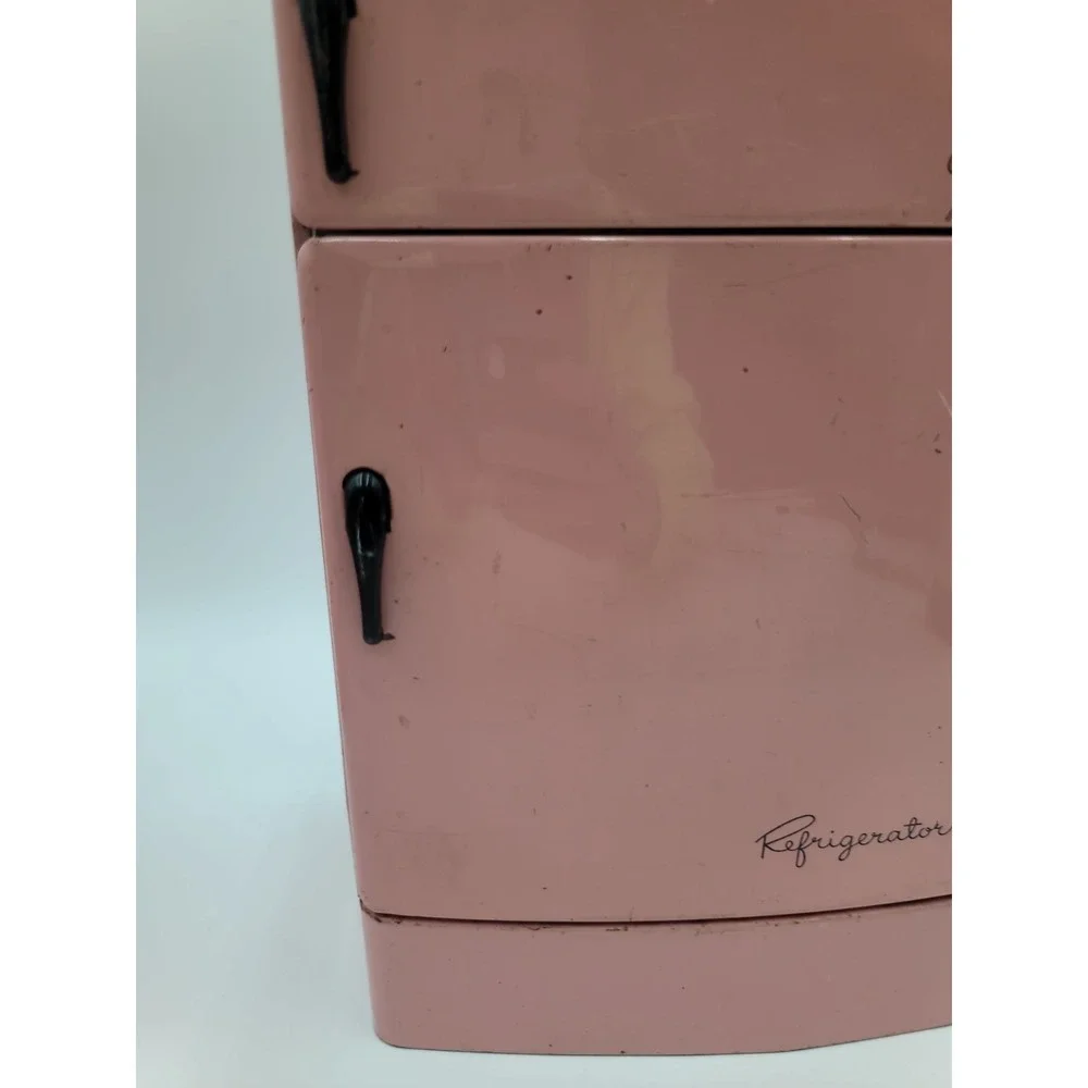 VTG‎ Wolverine Pink Tin Metal Toy Child's Play Playset Kitchen Refrigerator